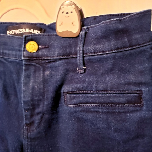 Express Jeans - flare stretch with welt pockets - dark wash - size 8 - Picture 2 of 9